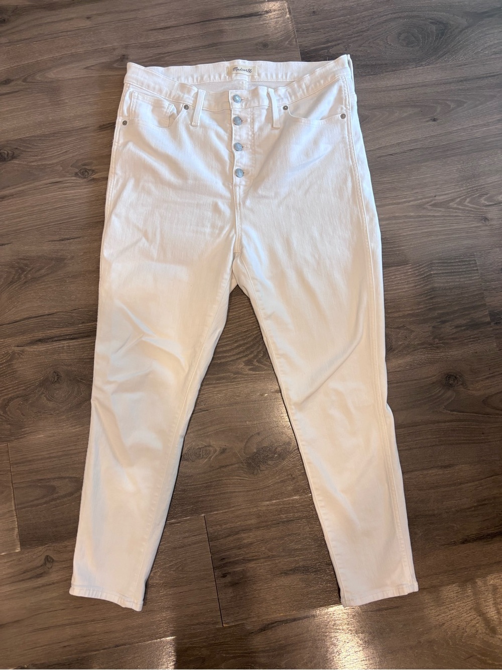 Madewell High-Rise Button-Fly White Jeans